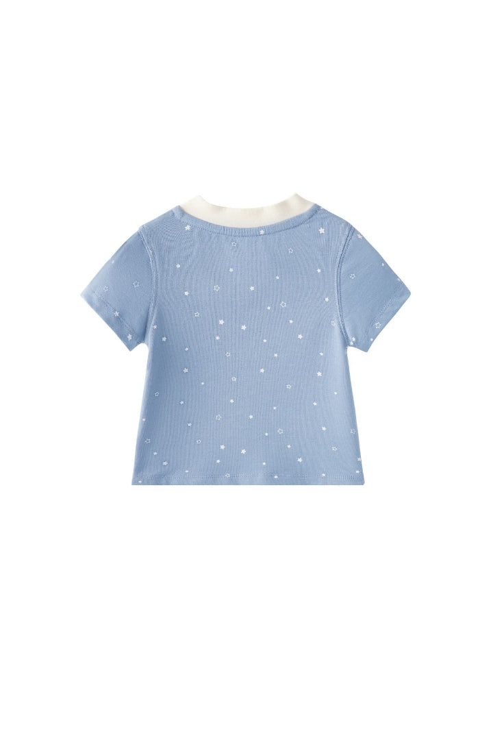 Baby Organic Cotton T-shirt-Blue Starry