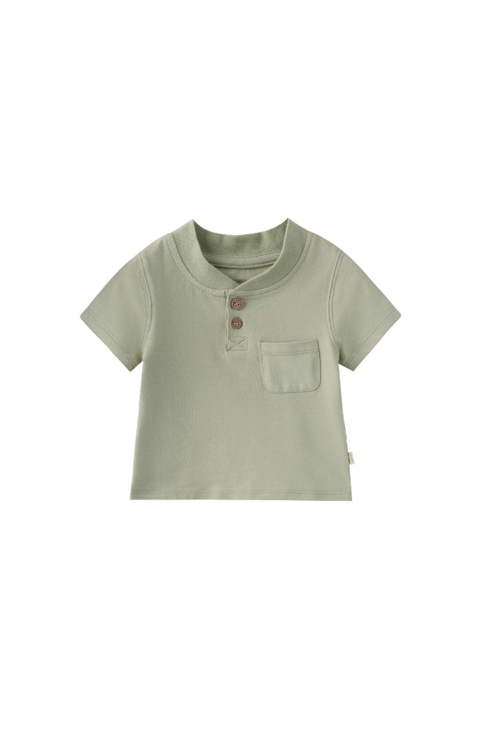 Baby Organic Cotton T-shirt-Grey Green