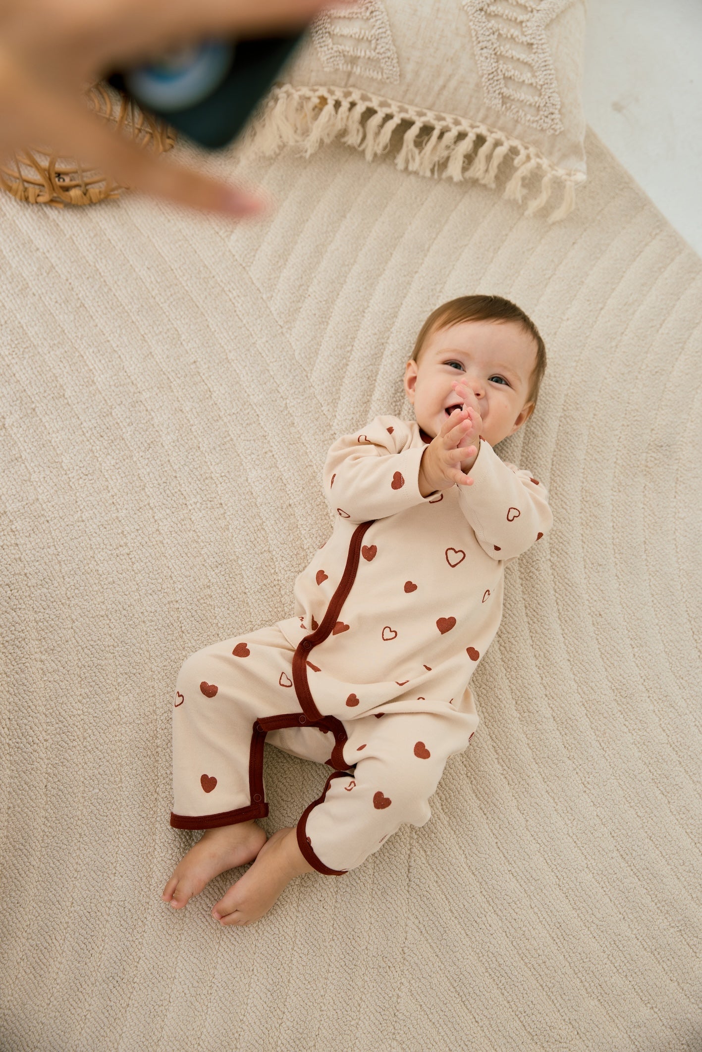 Baby Organic Kimono Sleeper-Hearts