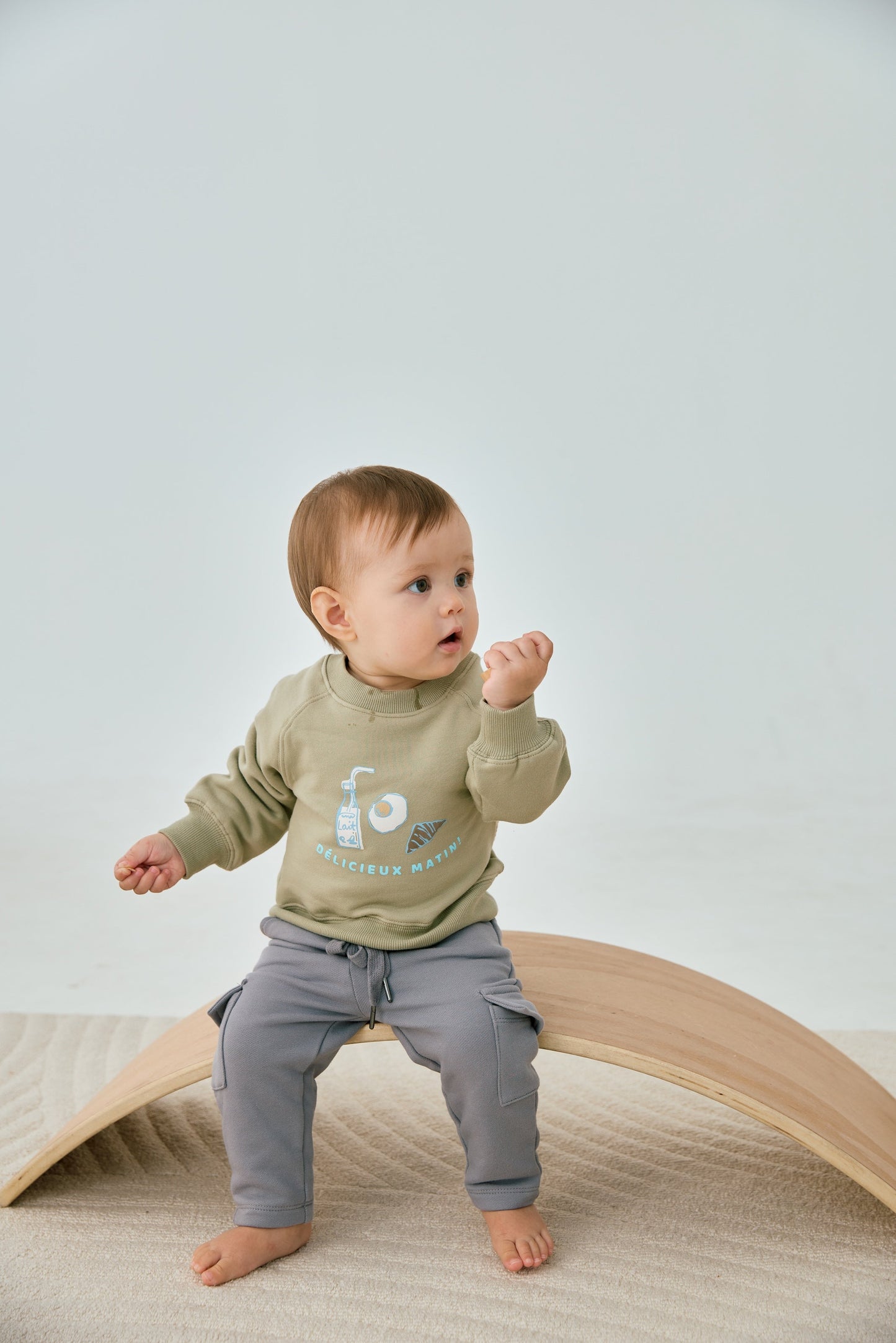 Organic Toddler Cargo Fleece Sweatpants-Grey