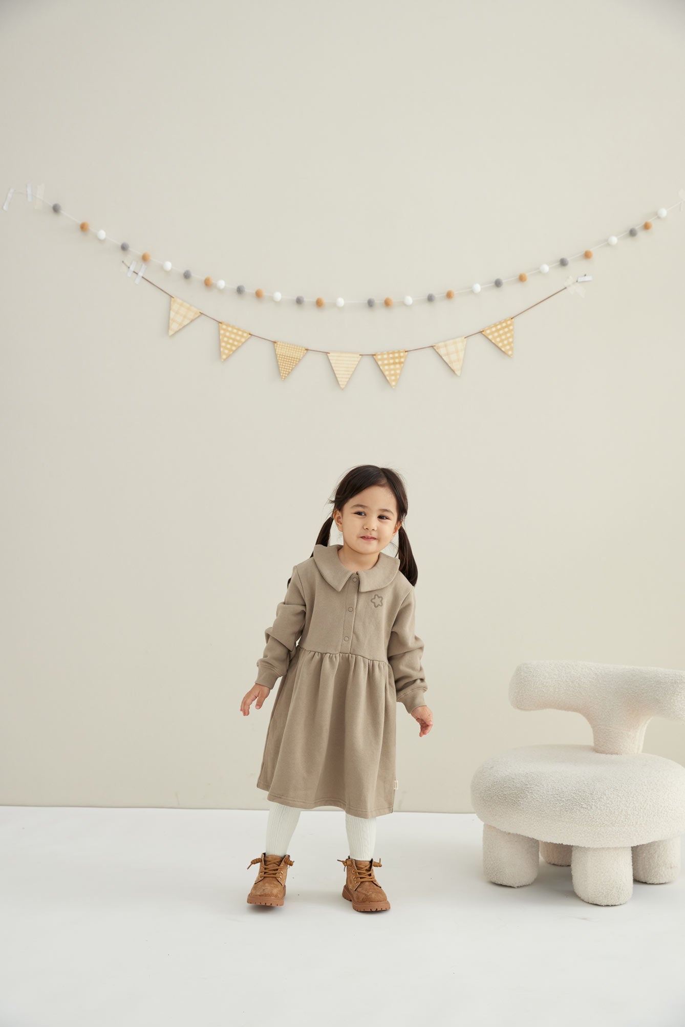 Toddler Fleece Collar Sweatshirt Dress-Winter twig