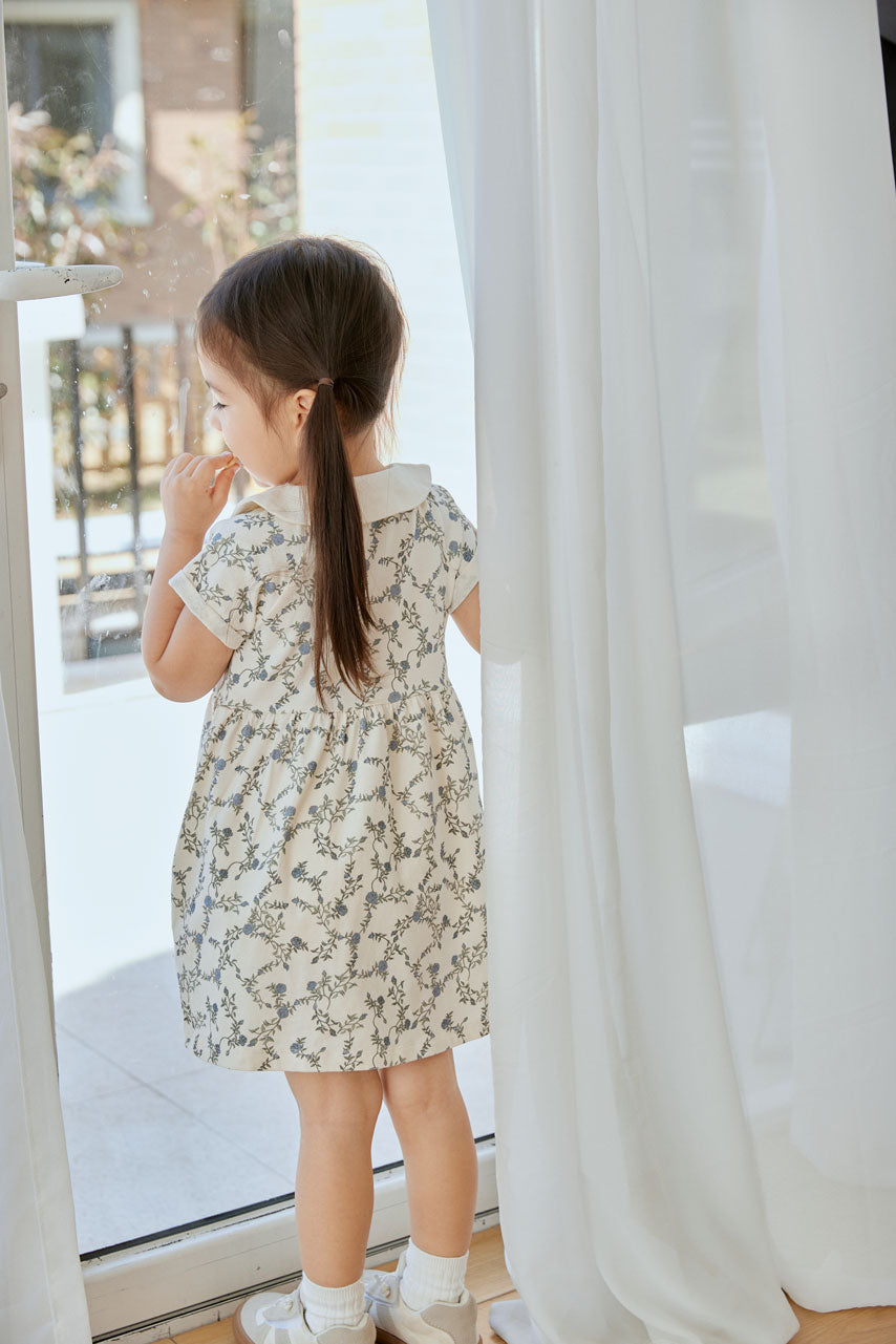 Organic Cotton Collar Dress-Roses