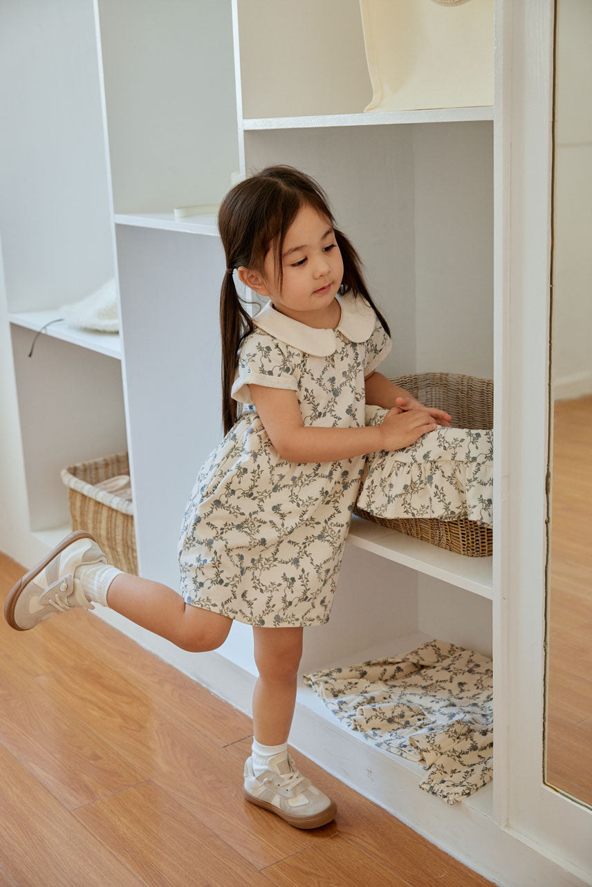 Organic Cotton Collar Dress-Roses