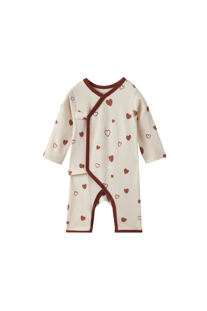Baby Organic Kimono Sleeper-Hearts