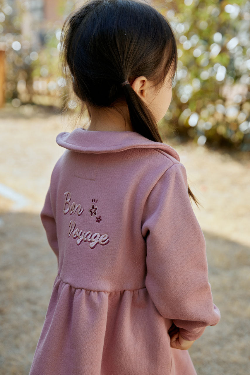Toddler Fleece Collar Sweatshirt Dress-Ash Rose