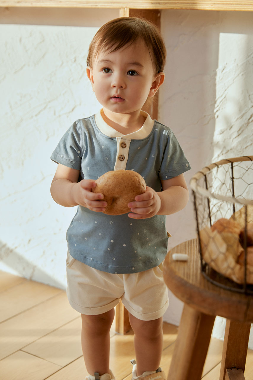 Baby Organic Cotton T-shirt-Blue Starry