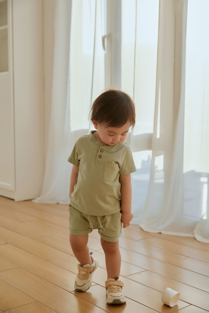 Baby Organic Cotton T-shirt-Grey Green