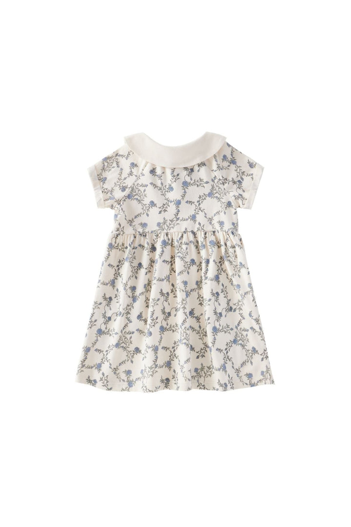 Organic Cotton Collar Dress-Roses