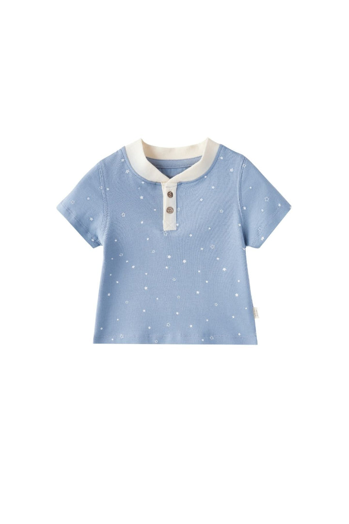 Baby Organic Cotton T-shirt-Blue Starry