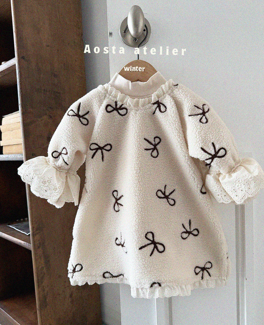 Winter Little Ribbon Sweatshirt Dress