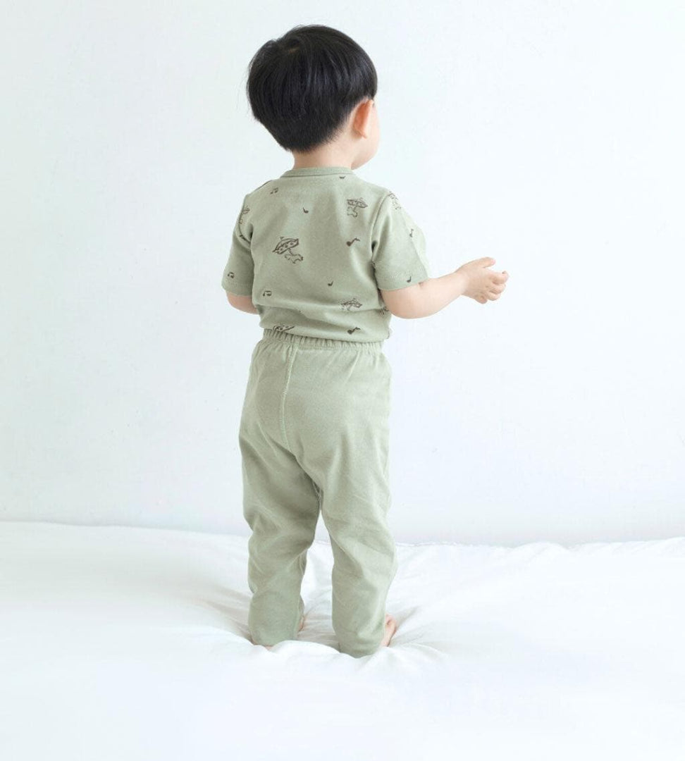 Organic Cotton Legging-Grey Green