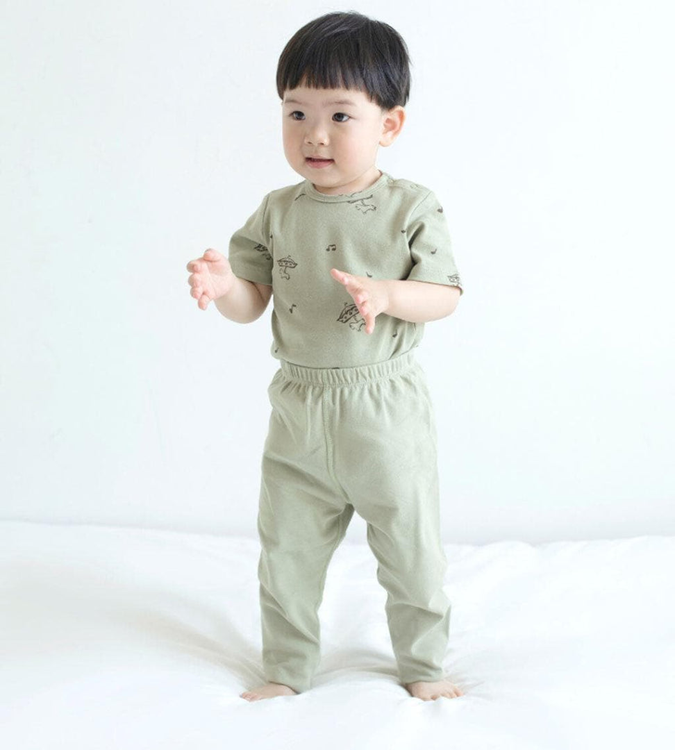 Organic Cotton Legging-Grey Green